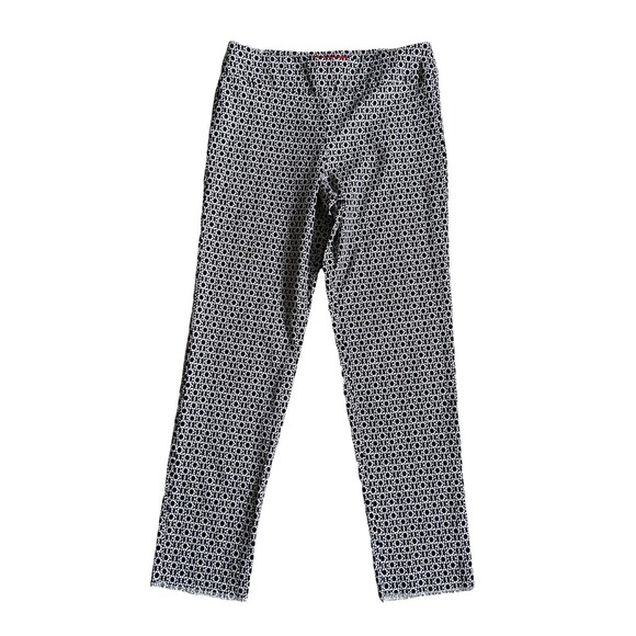 Krazy Larry Pants - Krazy Larry Womens Pull On Pants Size 8 Black Geometric Artsy Tummy Control Slim